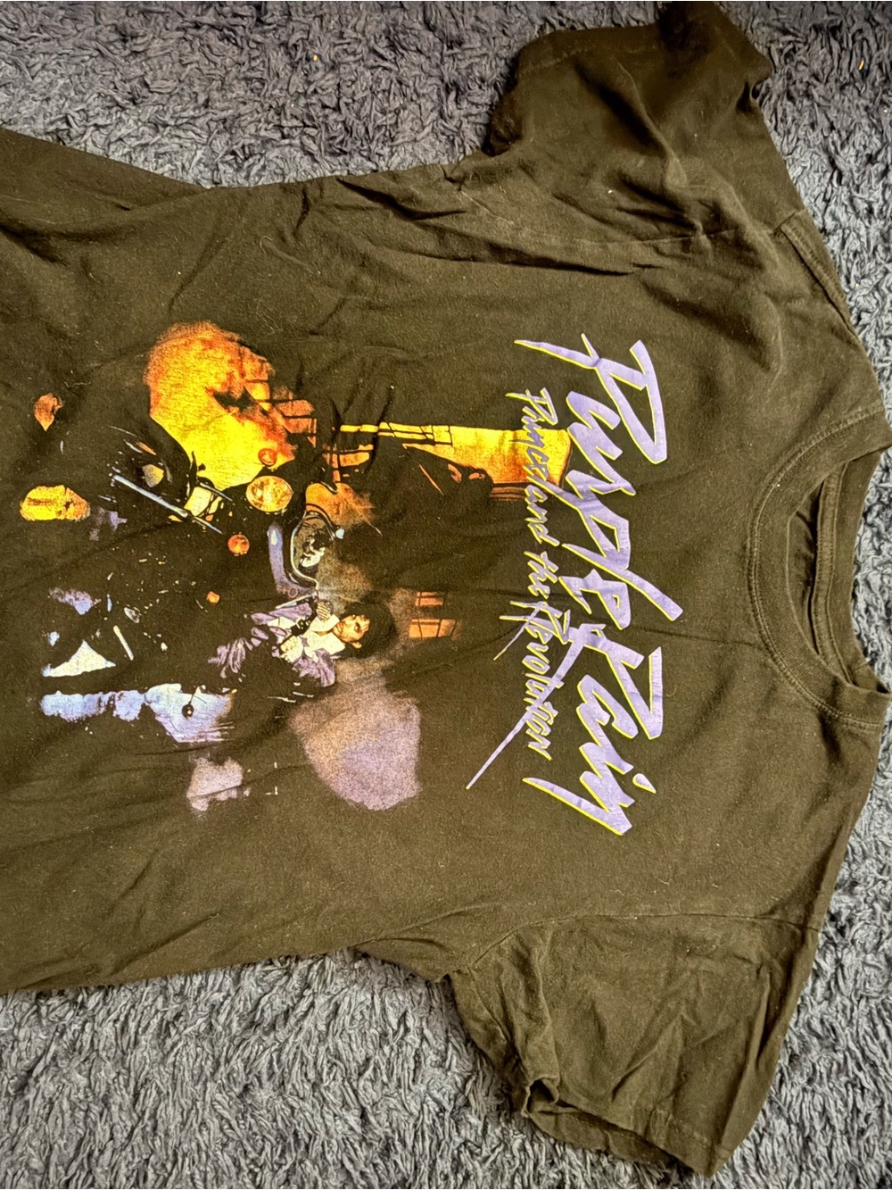 Prince Black Tee with Purple and Yellow Graphic